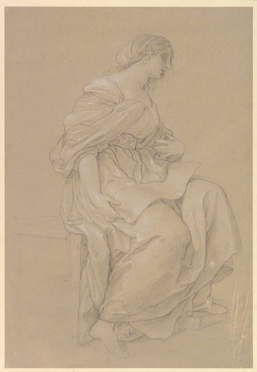 Estudo de uma mulher sentada de Angelica Kauffmann