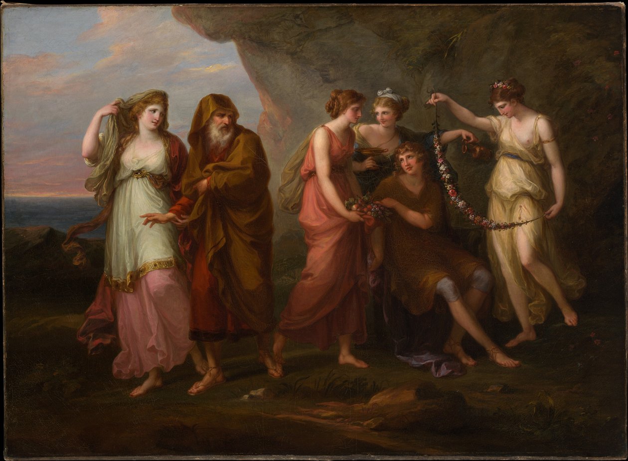 Telémaco e as ninfas de Calipso de Angelica Kauffmann