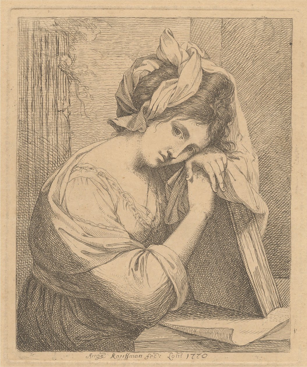 Jovem mulher em contemplação de Angelica Kauffmann