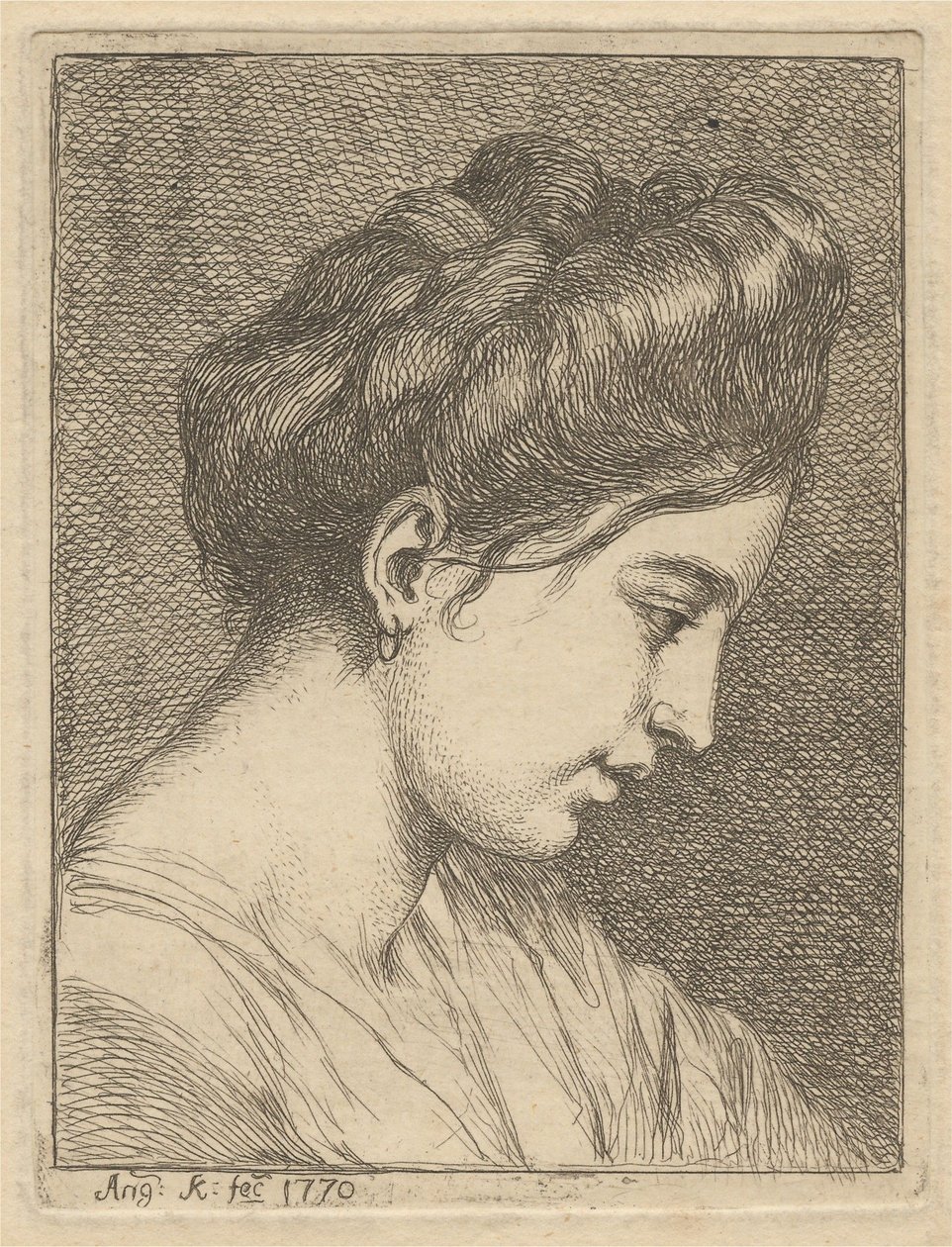 Cabeça de jovem mulher de perfil de Angelica Kauffmann