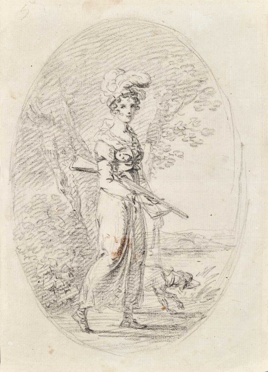 Caçadora com cão de Angelica Kauffmann