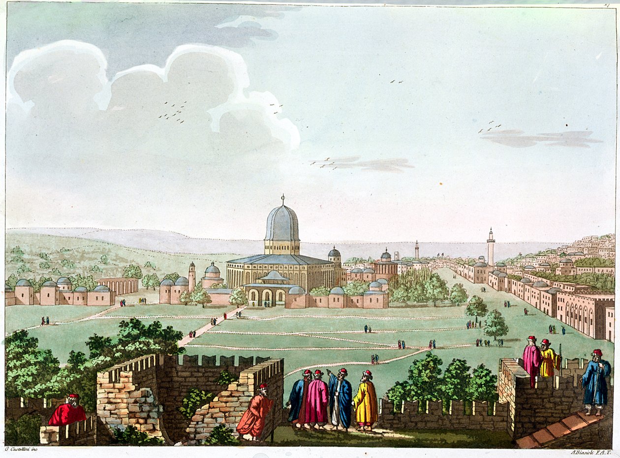 A Mesquita de Omar, gravada por G. Castellini, c.1820 (gravura a cores) de Angelo Biasioli