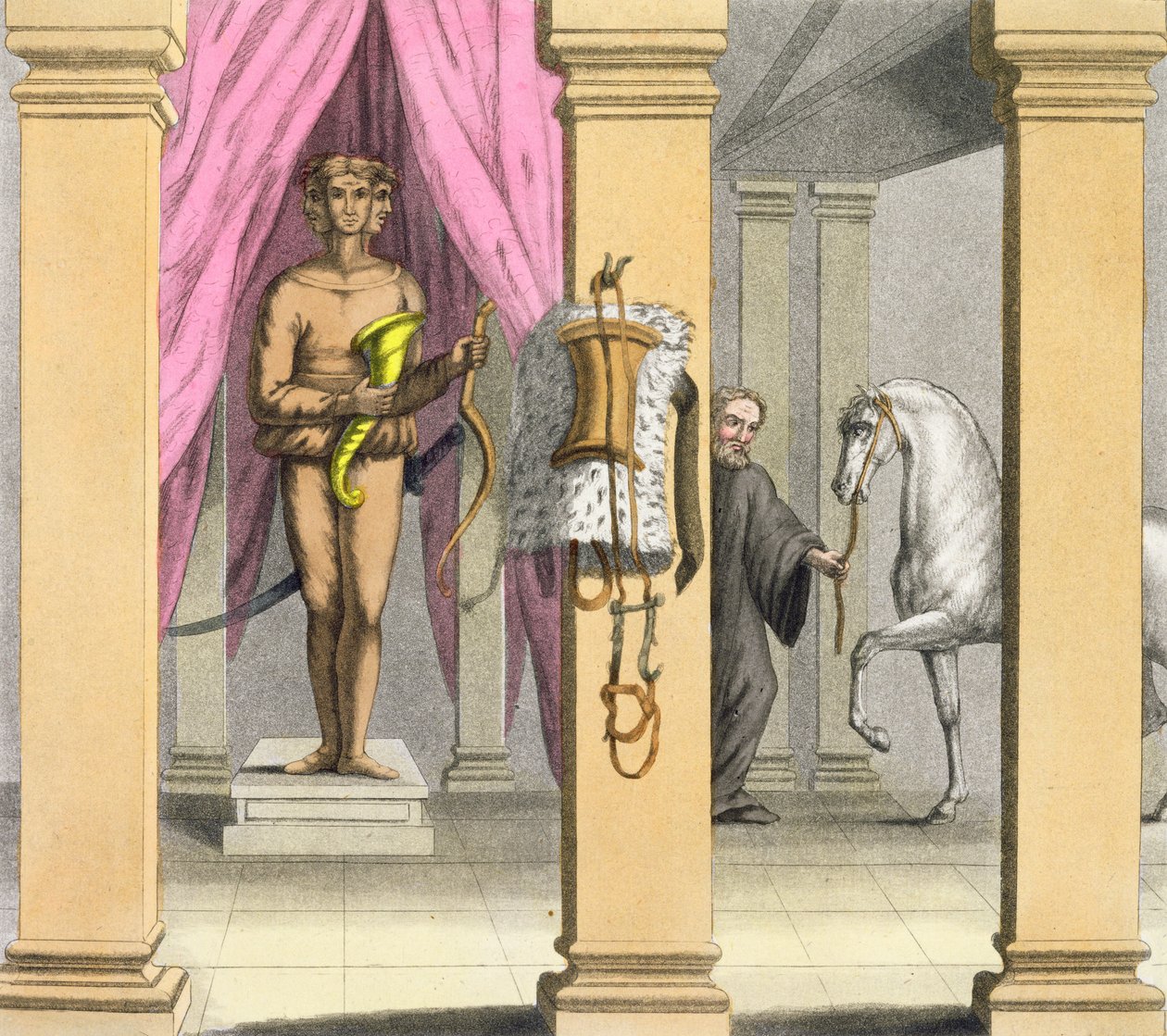 Os Estábulos do Cavalo de Calígula, Incitata, c.1800-1818 de Angelo Biasioli