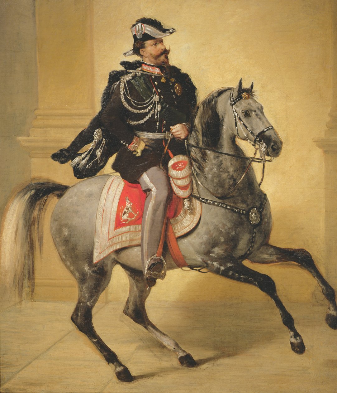Retrato equestre de Victor Emmanuel II da Itália de Angelo Inganni