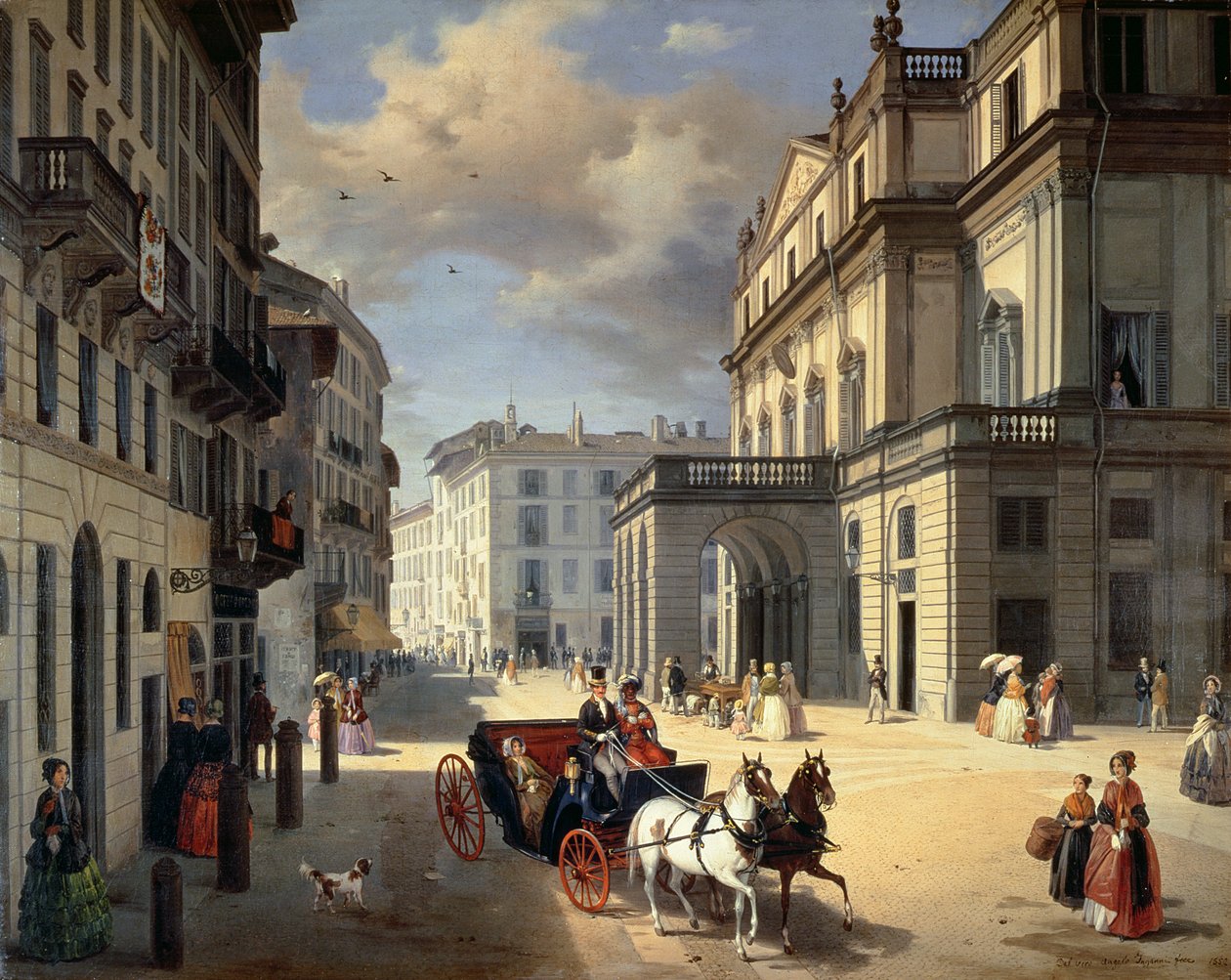 Frente do Teatro La Scala, 1852 de Angelo Inganni