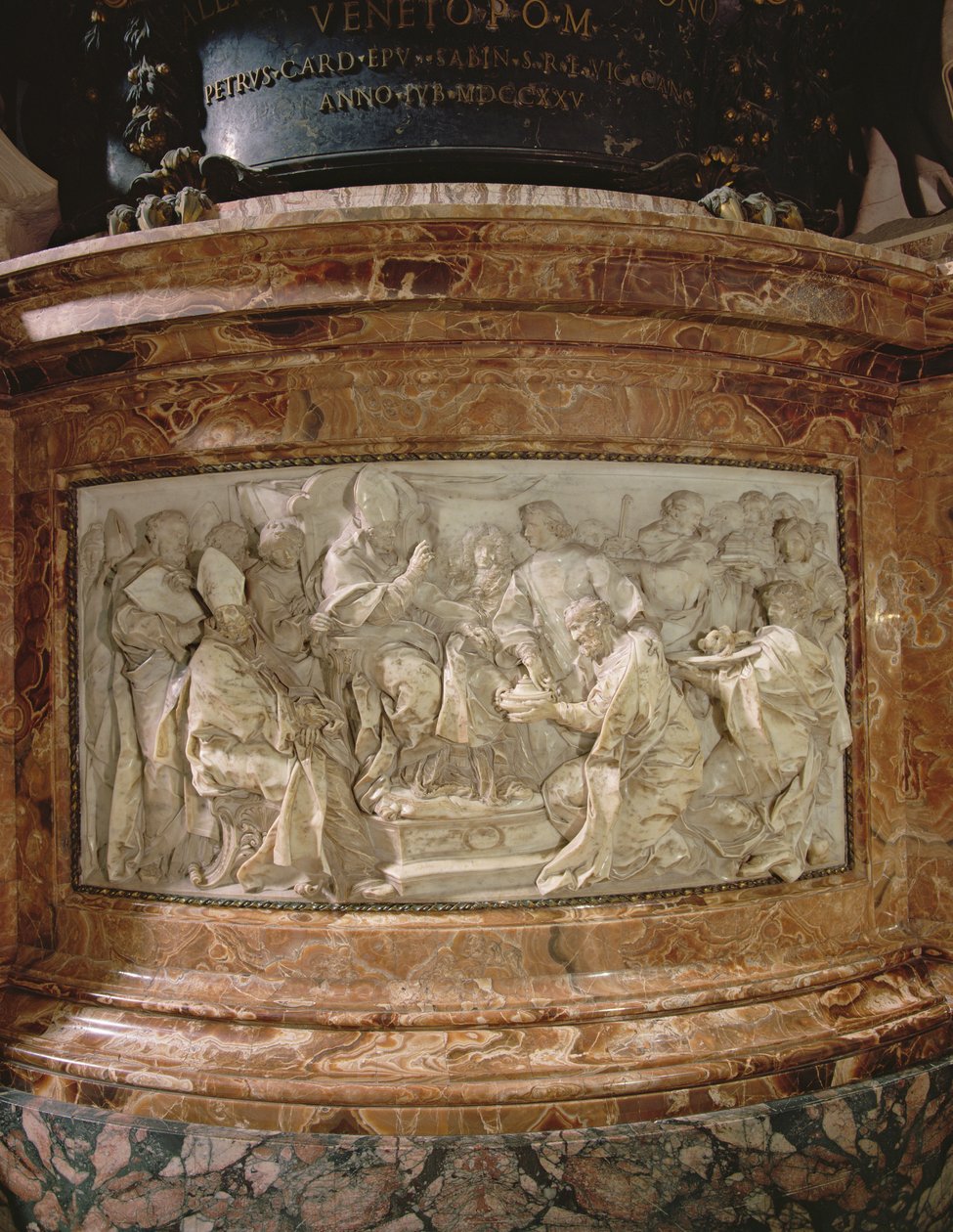 A canonização de cinco santos pelo papa Alexandre VIII em 16 de outubro de 1690 (mármore) de Angelo de Rossi