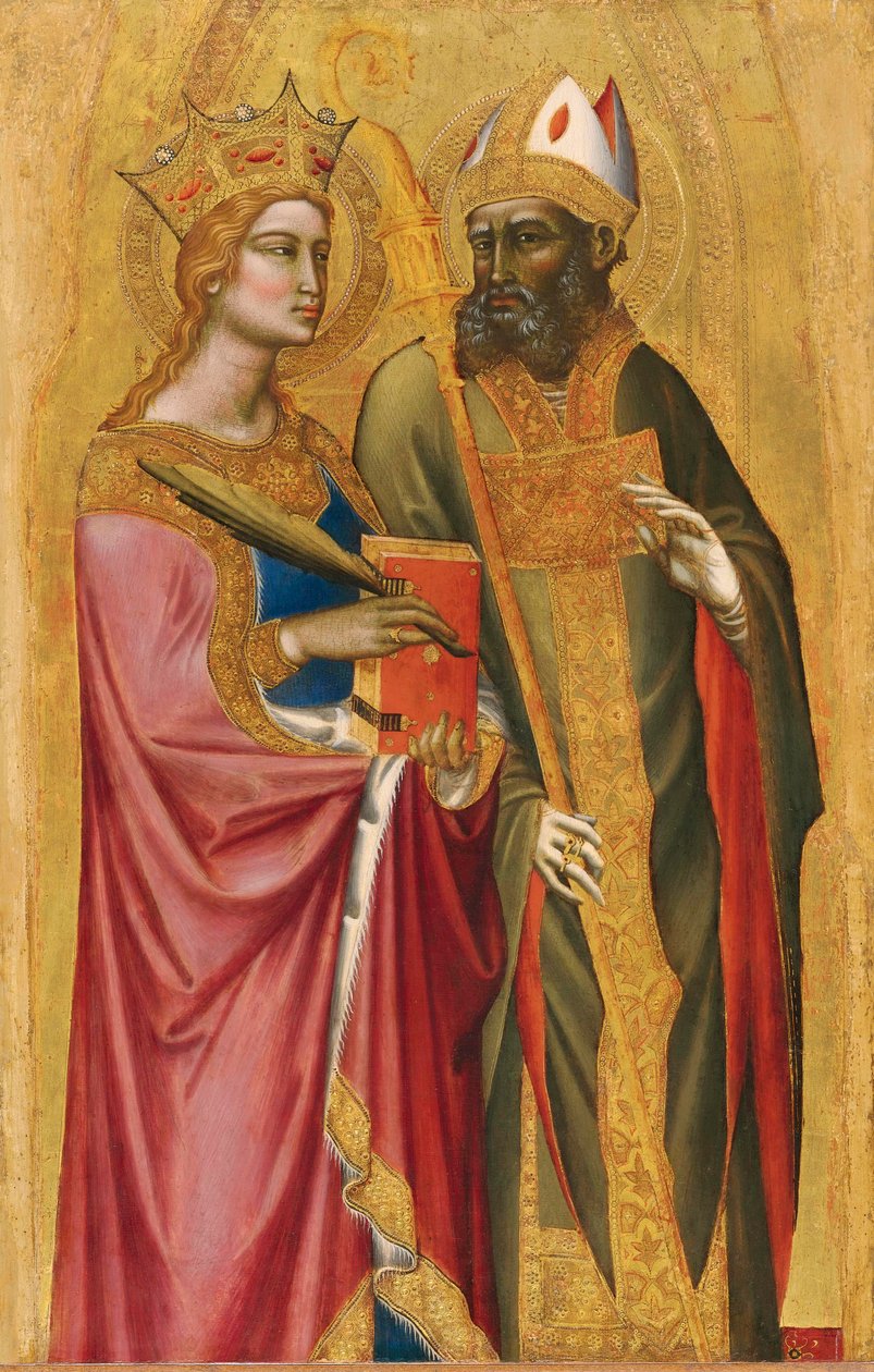Santa Catarina e um bispo santo de Angelo di Puccinelli