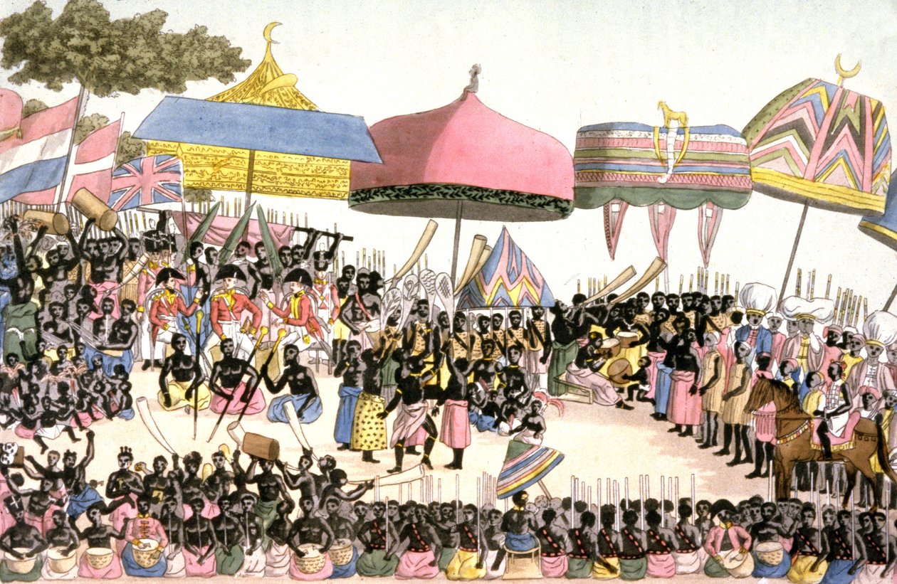 Embaixada inglesa na Costa do Marfim, c.1820 (gravura) de Angelo (after) Biasioli