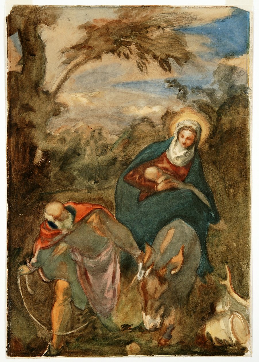 O Voo para o Egipto, depois de Tintoretto de Angelo Alessandri