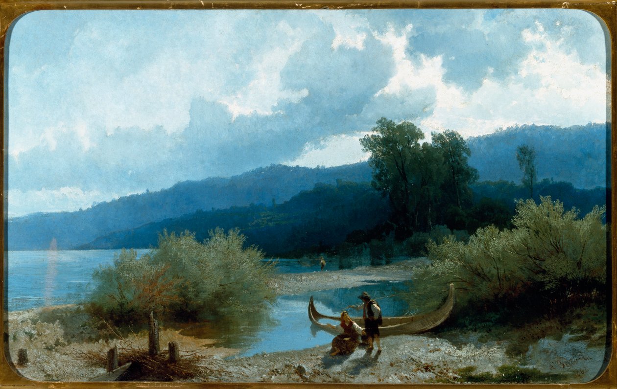 Paisagem do Lago (Lakescape) Pintura de Angelo Beccaria (1820-1897) 1862 Dim 55,5x90,3 cm Genes, Galleria d