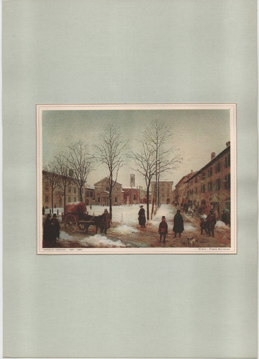 Milão - Piazza Borromeo, desconhecido (imprimir) de Angelo Inganni
