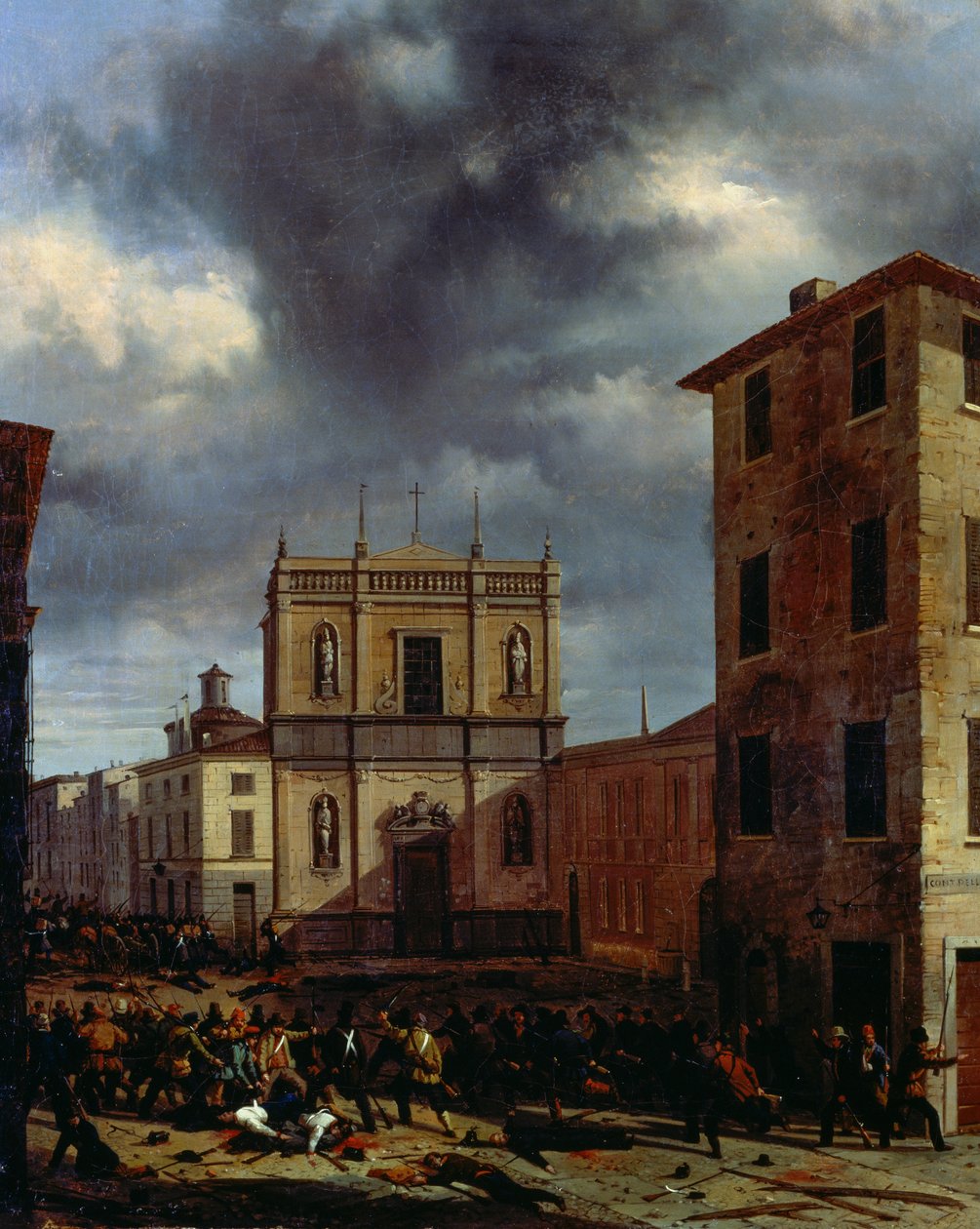 Os dez dias de Brescia, de Angelo Inganni (1807-1880), óleo sobre tela, 38x45 cm de Angelo Inganni