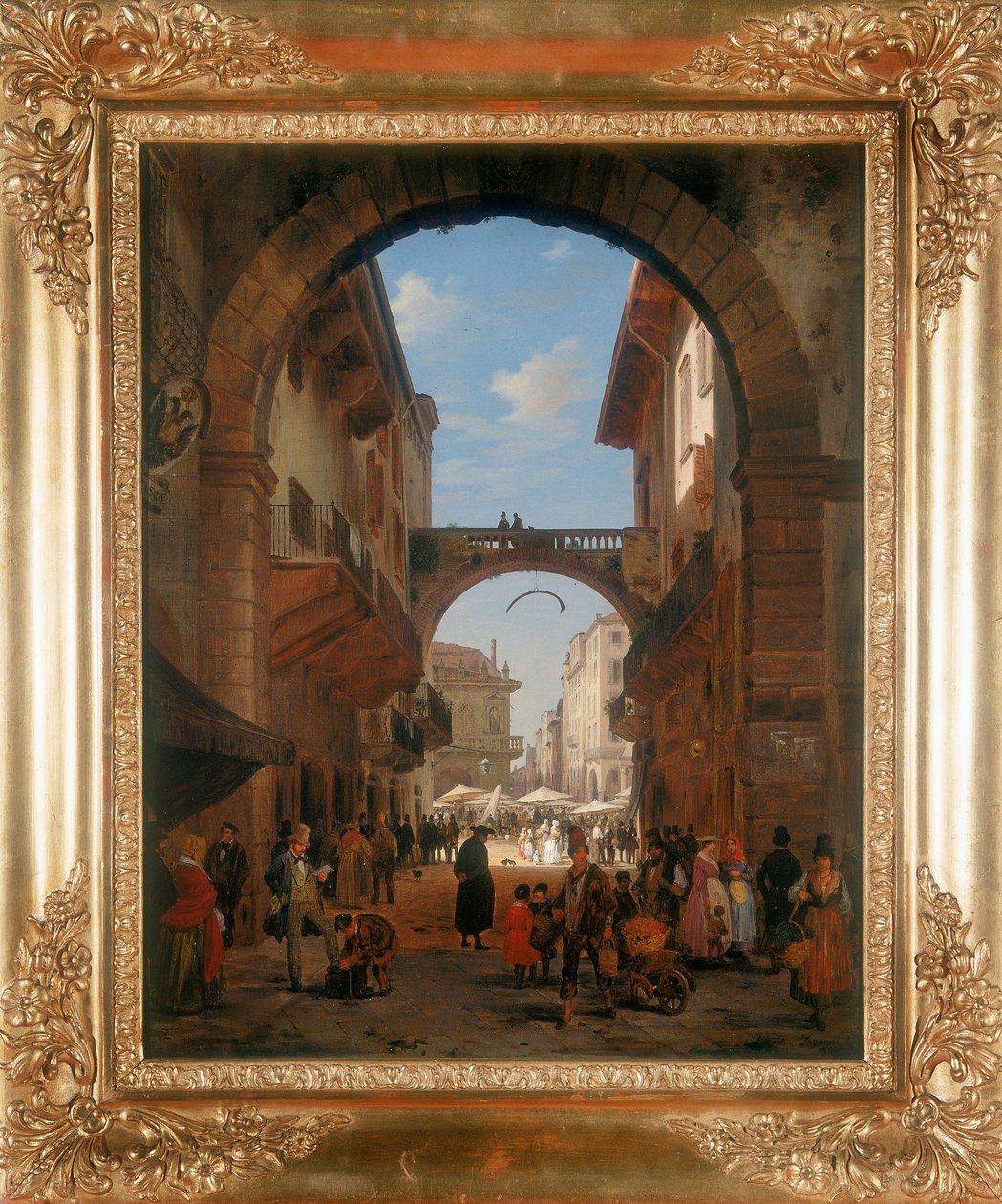 Vista de uma rua da cidade de Angelo Inganni
