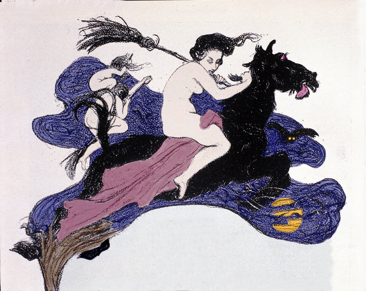 Bruxas se movendo no ar. Ilustração de Angelo Jank (1868-1940) para Jugend de Angelo Jank