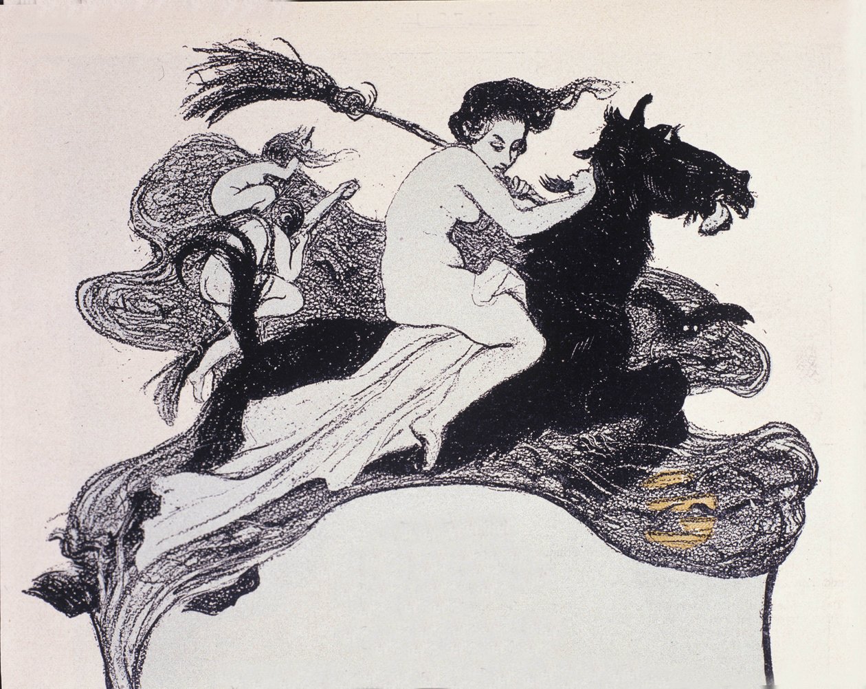 Bruxas em movimento no ar. Ilustração de Angelo Jank (1868-1940) para Jugend de Angelo Jank