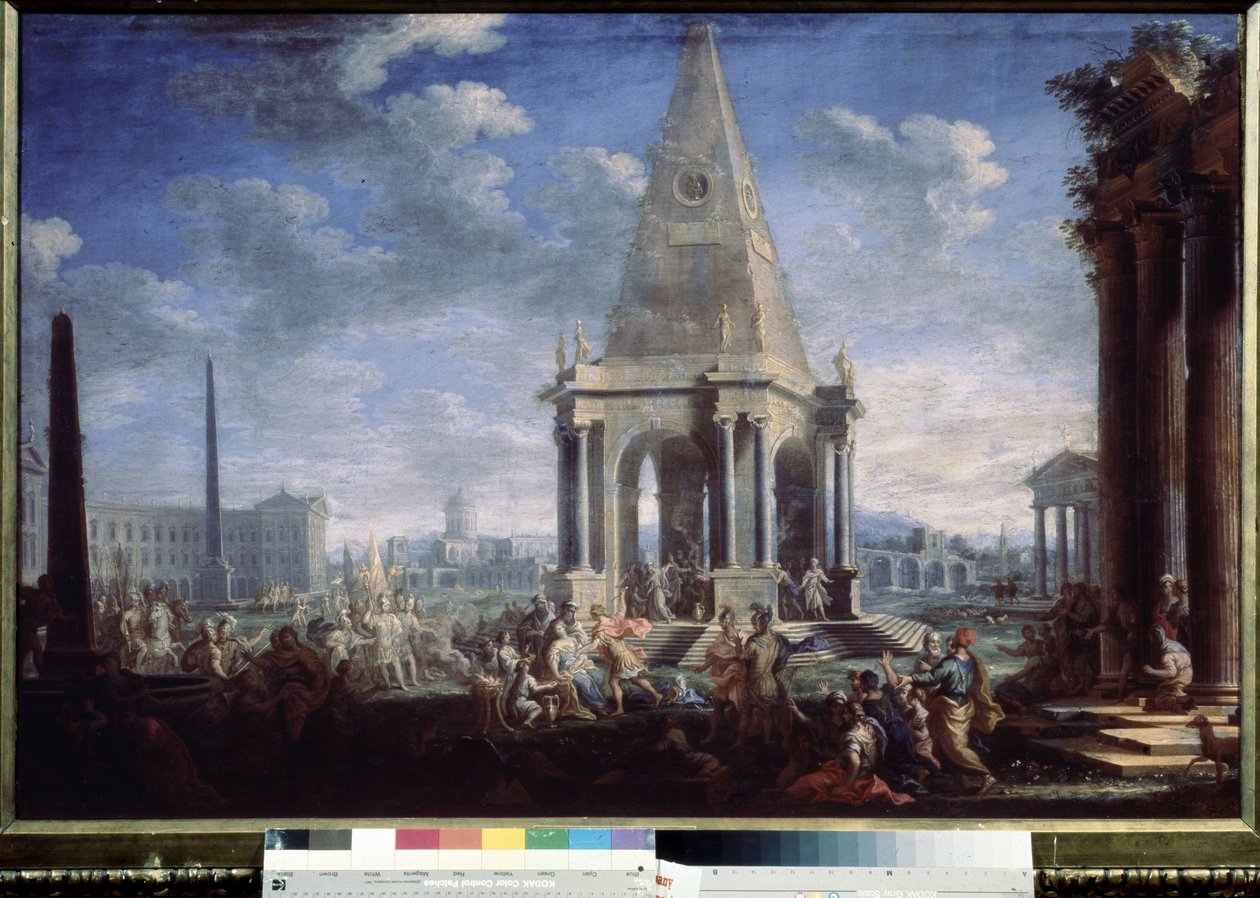 "O Sacrifício do Polixeno" Polixeno sacrificado por Neoptolomeu no túmulo de Aquiles. Pintura de Angelo Maria Costa (1670-1721) Século XVIII Serpukhov, Museu Estatal de História e Arte de Angelo Maria Costa