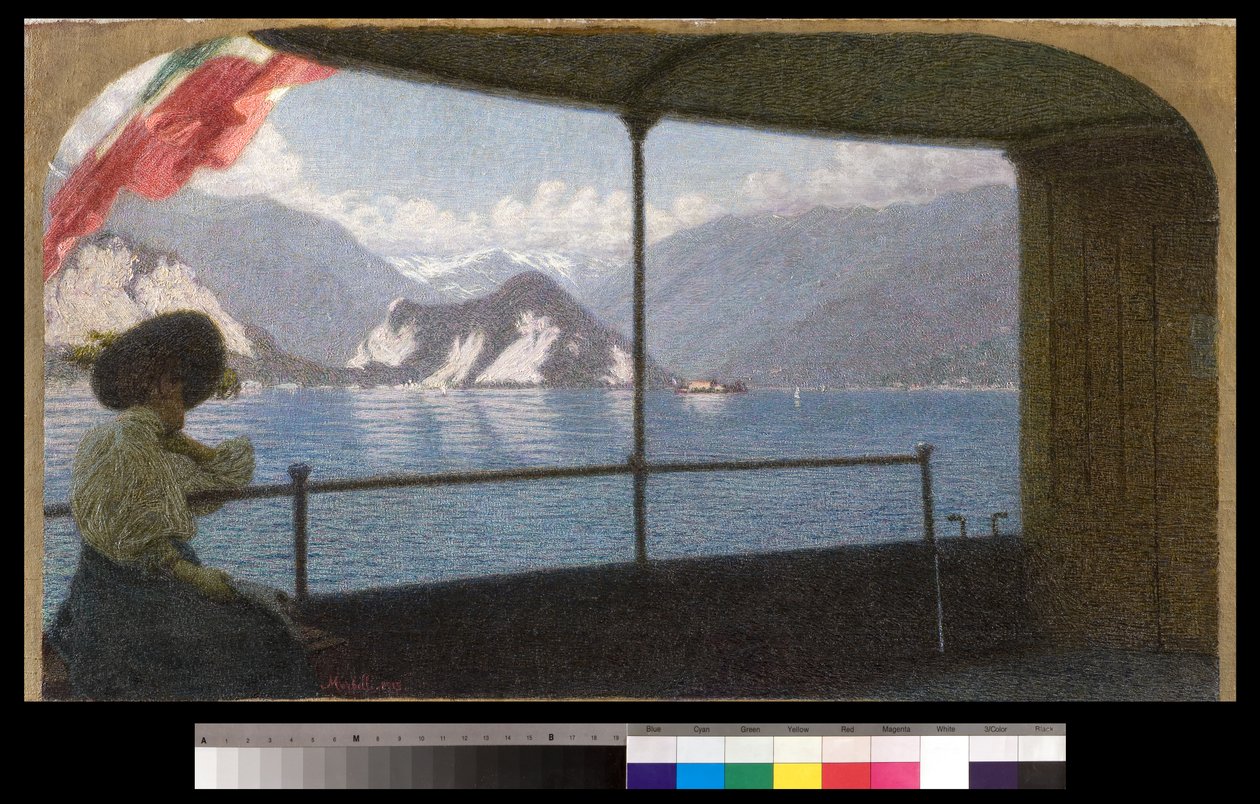Um barco no Lago Maggiore, 1915 de Angelo Morbelli