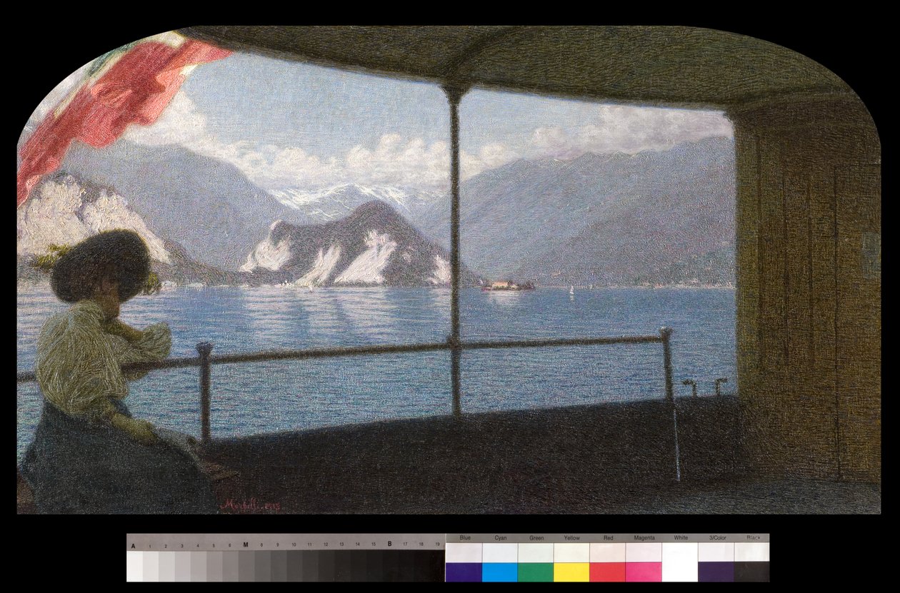 Um barco no Lago Maggiore, 1915 de Angelo Morbelli