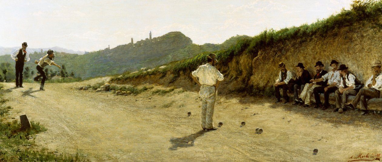 Jogo de taças, por Angelo Morbelli 1885, óleo sobre tela de Angelo Morbelli