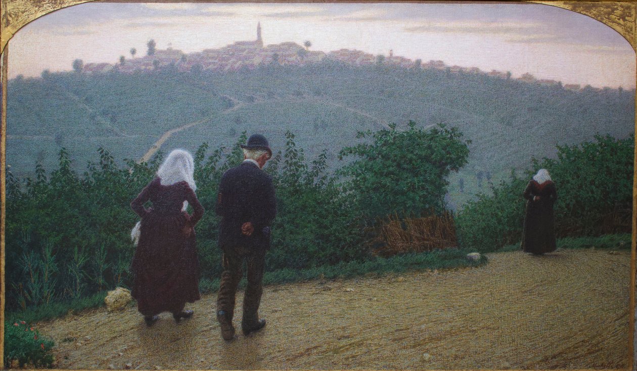 Domingo Dawn Primeira missa. de Angelo Morbelli
