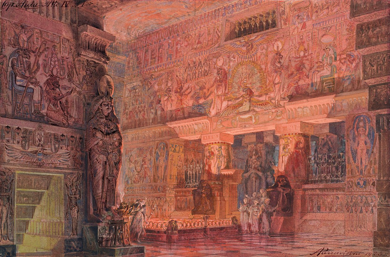Cenografia para a Ópera Aida de Giuseppe Verdi, 1923. de Angelo Parravicini
