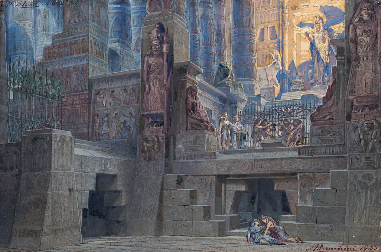 Cenografia para a Ópera Aida de Giuseppe Verdi, 1923. de Angelo Parravicini