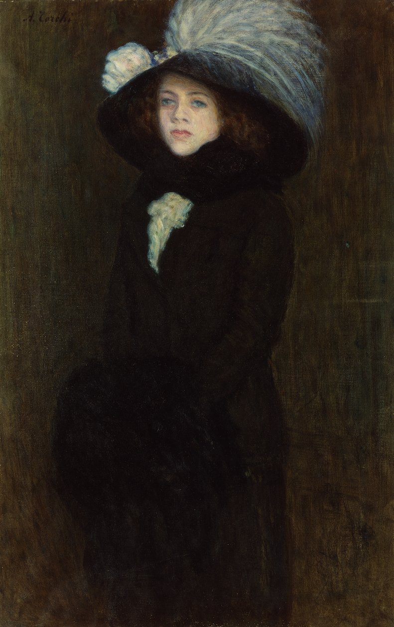 Retrato de uma jovem senhora (óleo sobre tela) de Angelo Torchi