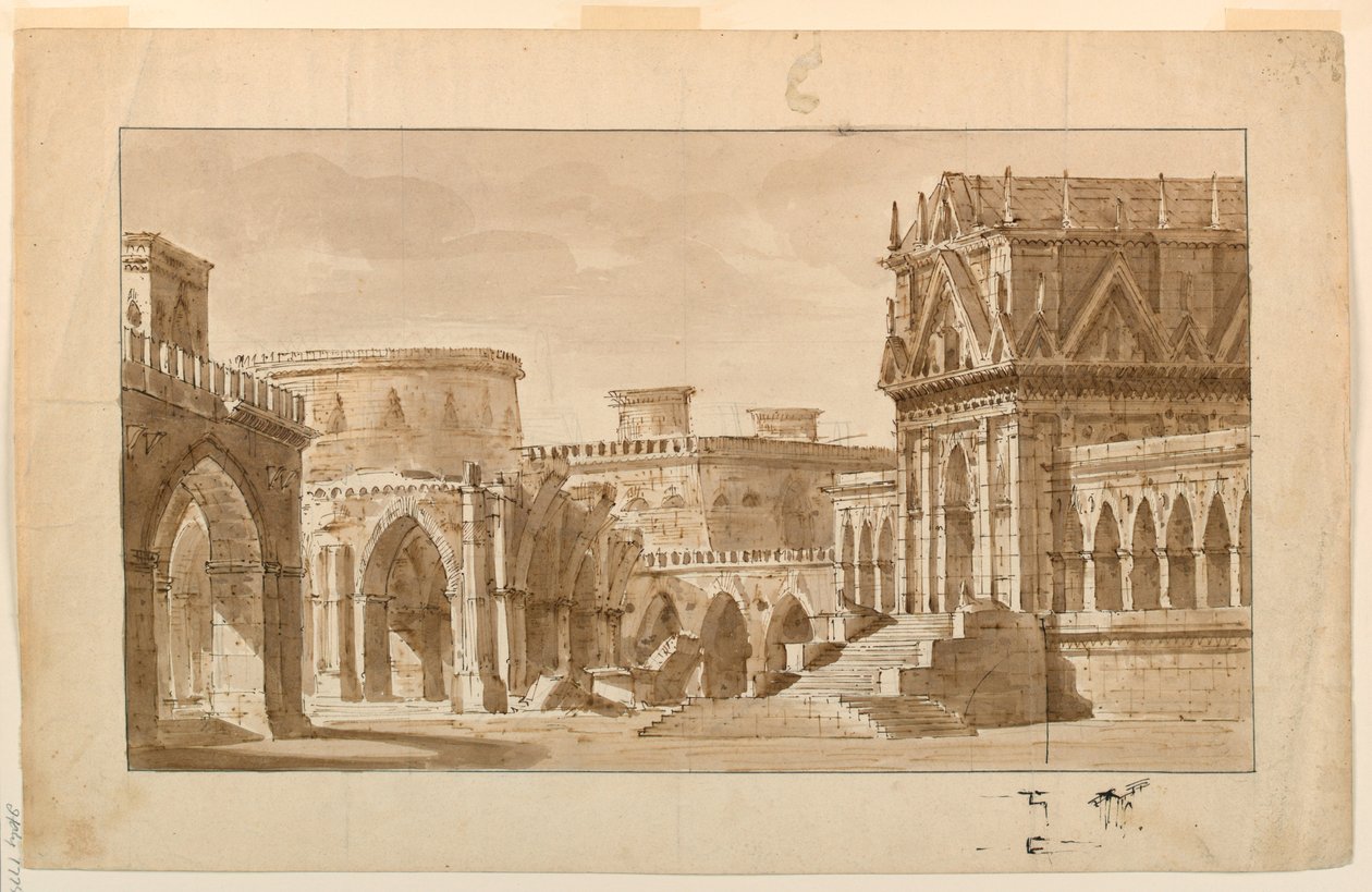 Cenário, Palácio Gótico, Igreja e Fortaleza de Angelo Toselli