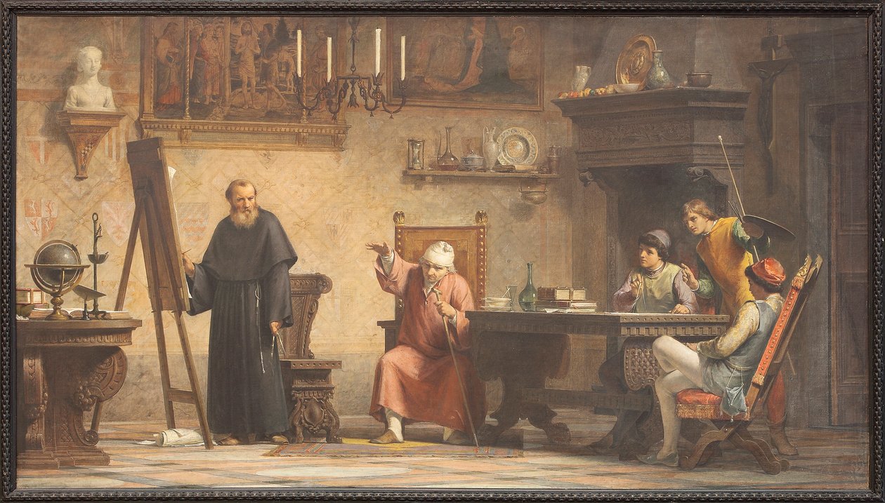 Piero della Francesca dita as regras da geometria para Luca Pacioli. de Angelo Tricca