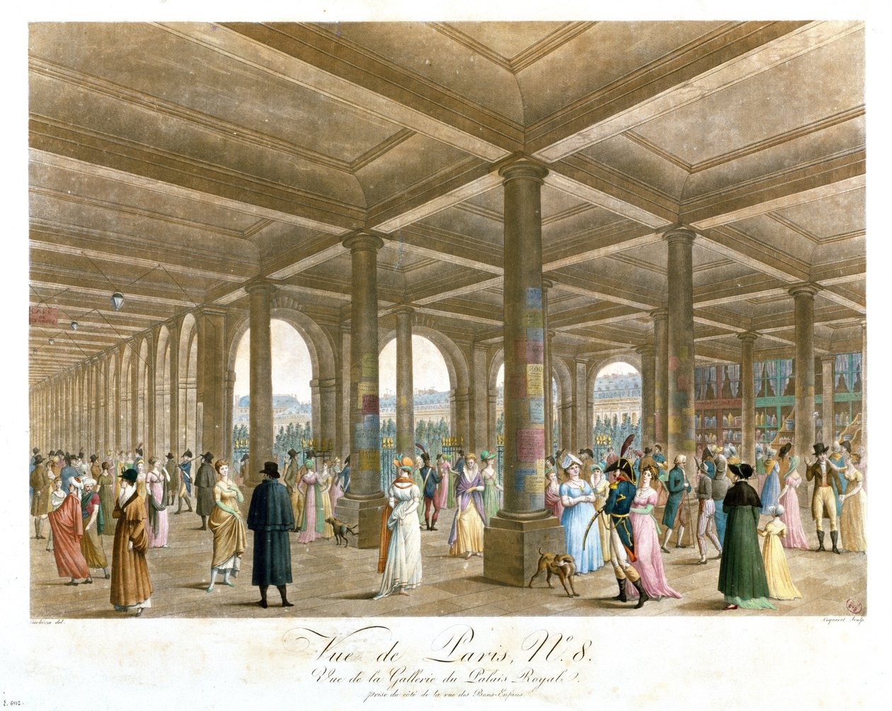 Arcada do Palais Royal, gravada por Coquerel de Angelo after Garbizza