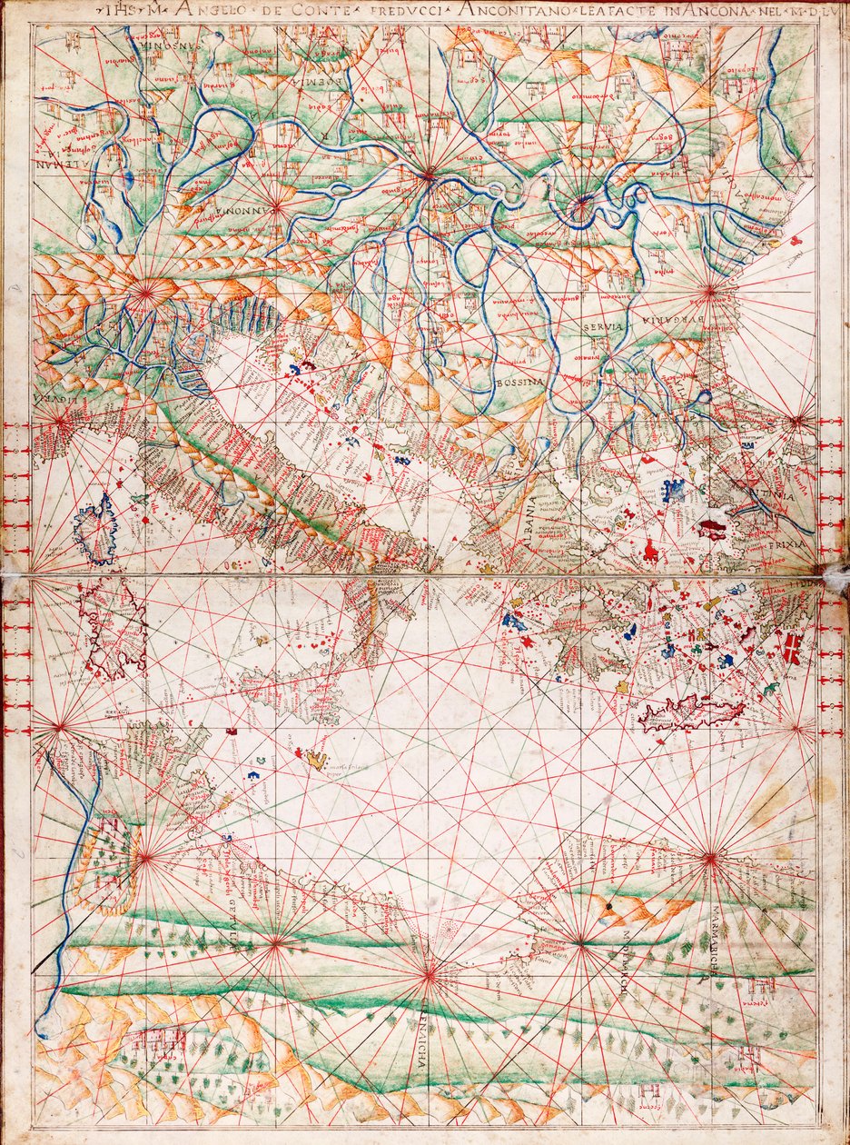 Mapa do Mediterrâneo Central de Angelo de Conte Freducci