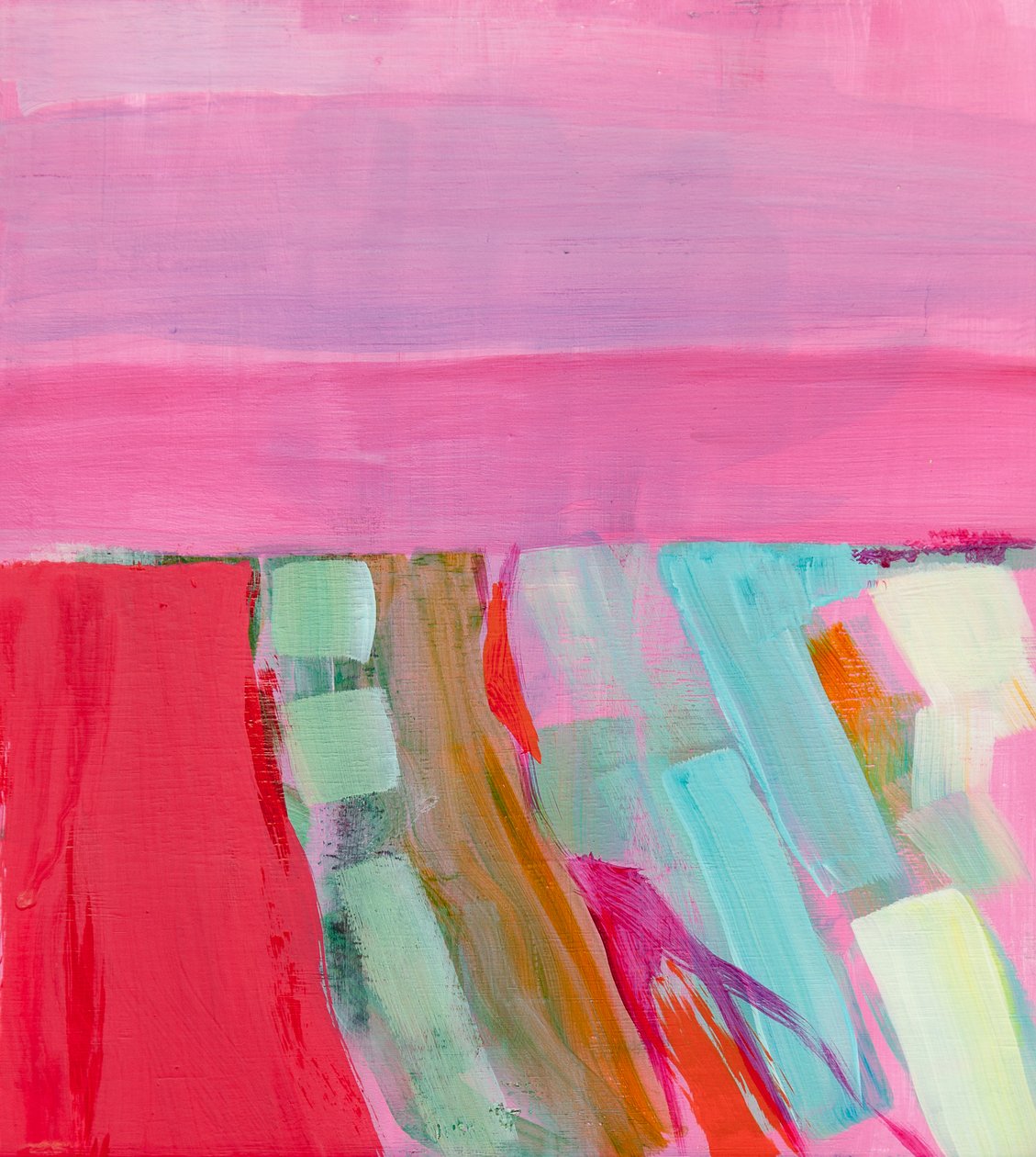 Summer Wheatfields (à noite), 2012, acrílico sobre madeira de Angie Kenber