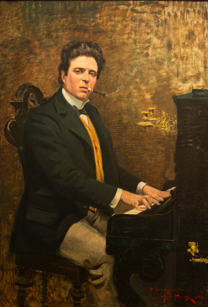 Retrato do compositor Pietro Mascagni 1863-1945, 1899. de Angiolo Tommasi