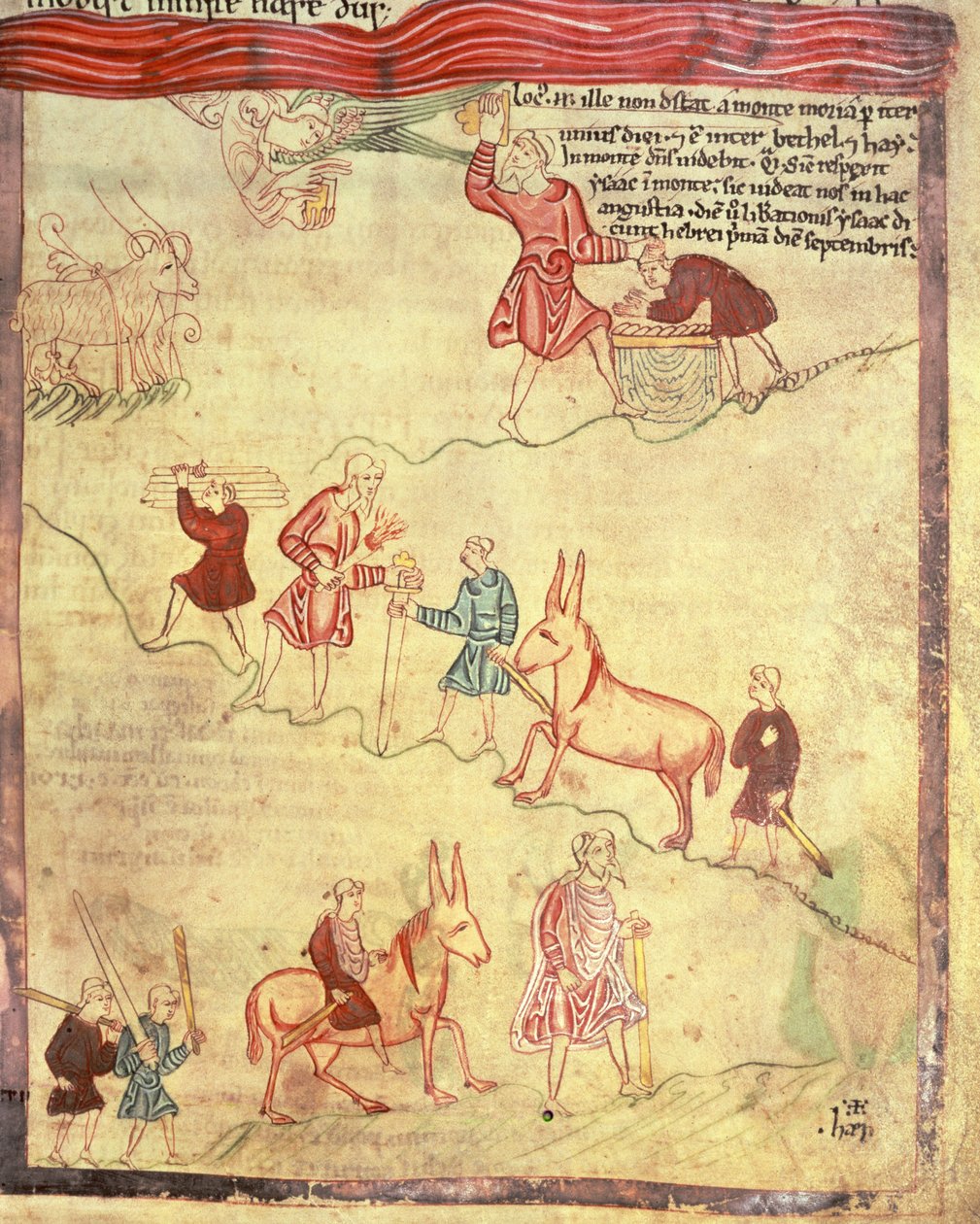 Cott Claud B IV f.38 Abraão e o sacrifício de Isaac, do Pentateuco Aelfric, de Santo Agostinho, Canterbury de Anglo Saxon