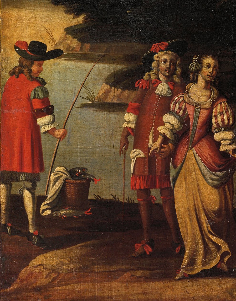 Tela dupla-face quádrupla, c.1700 (tela pintada e couro) (detalhe de 3248382) de Anglo Flemish School
