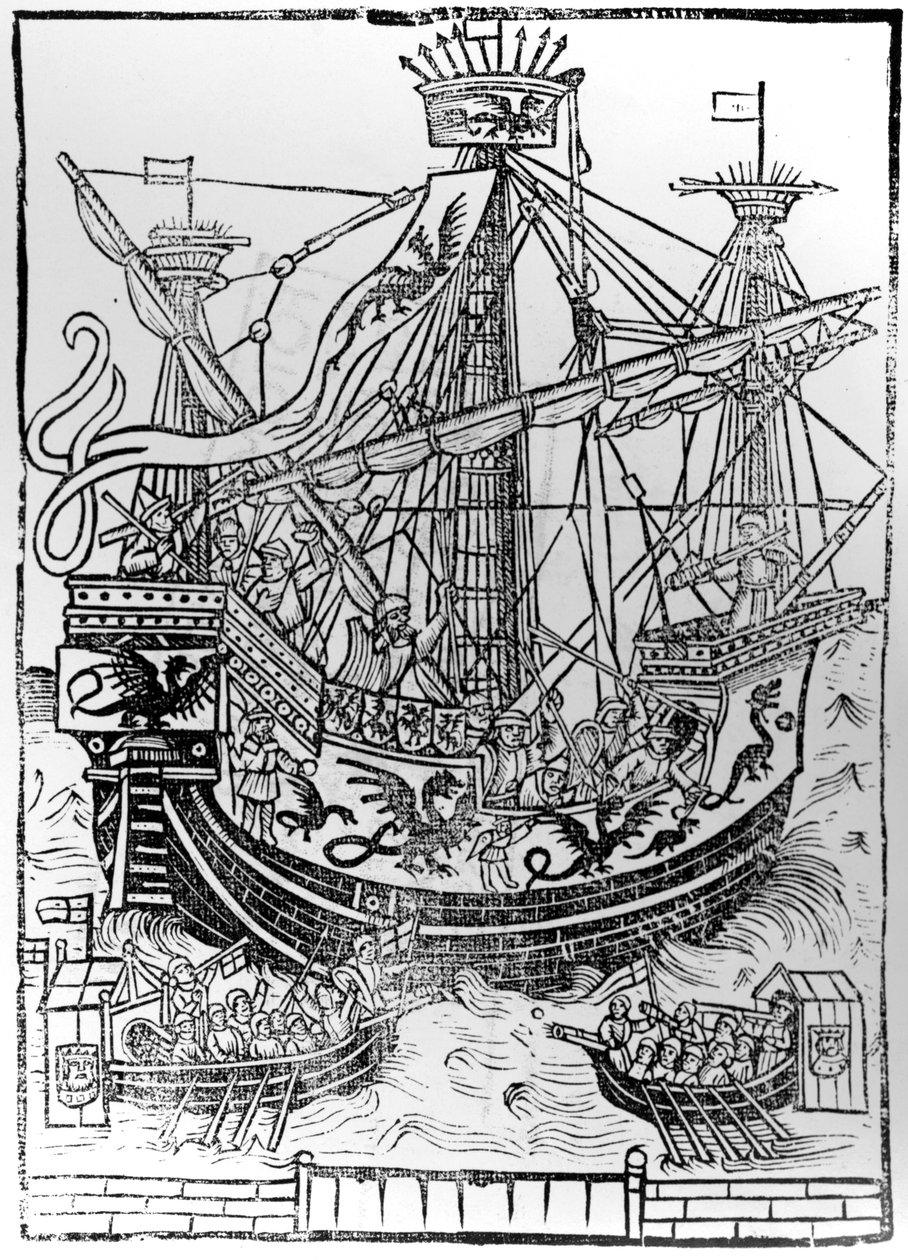 A chegada triunfal de Carlos V, Sacro Imperador Romano, em Bruges, 1515 de Anglo French School