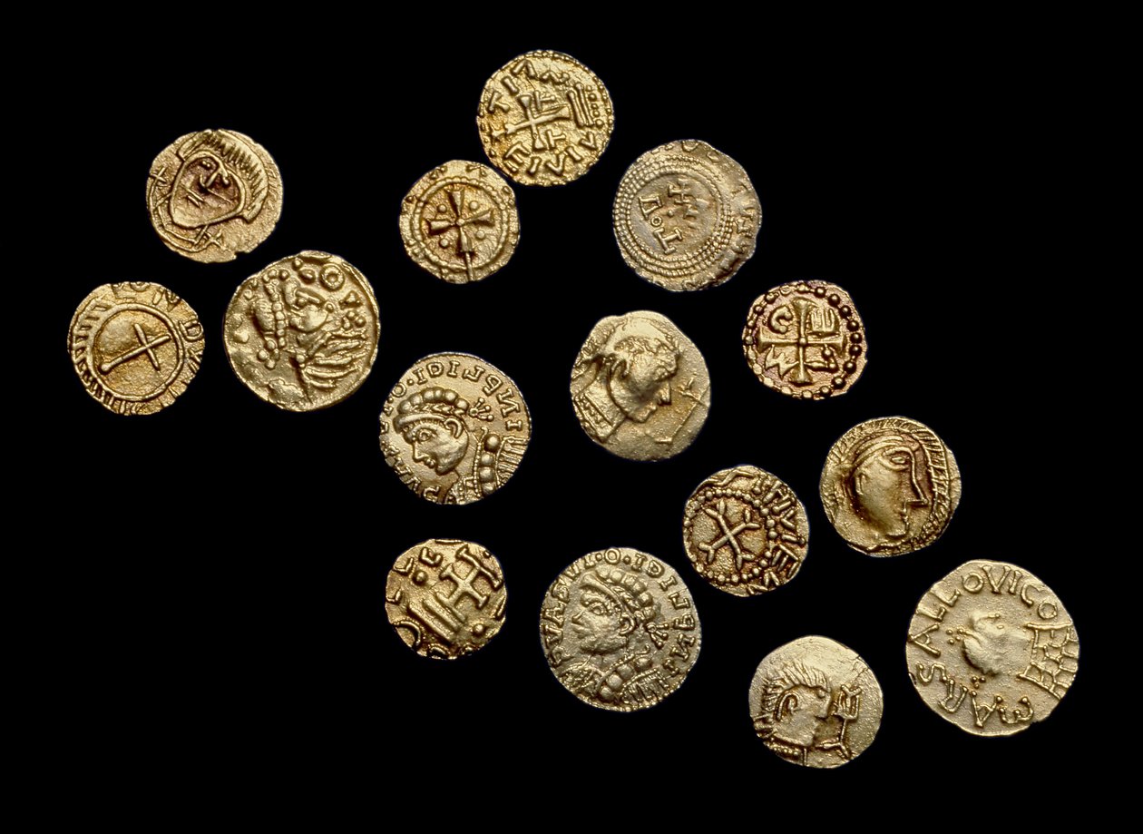 Moeda de Moeda Anglo-Saxônica não local completa, o Crondall Hoard, de Crondall, Hampshire (ouro) de Anglo Saxon