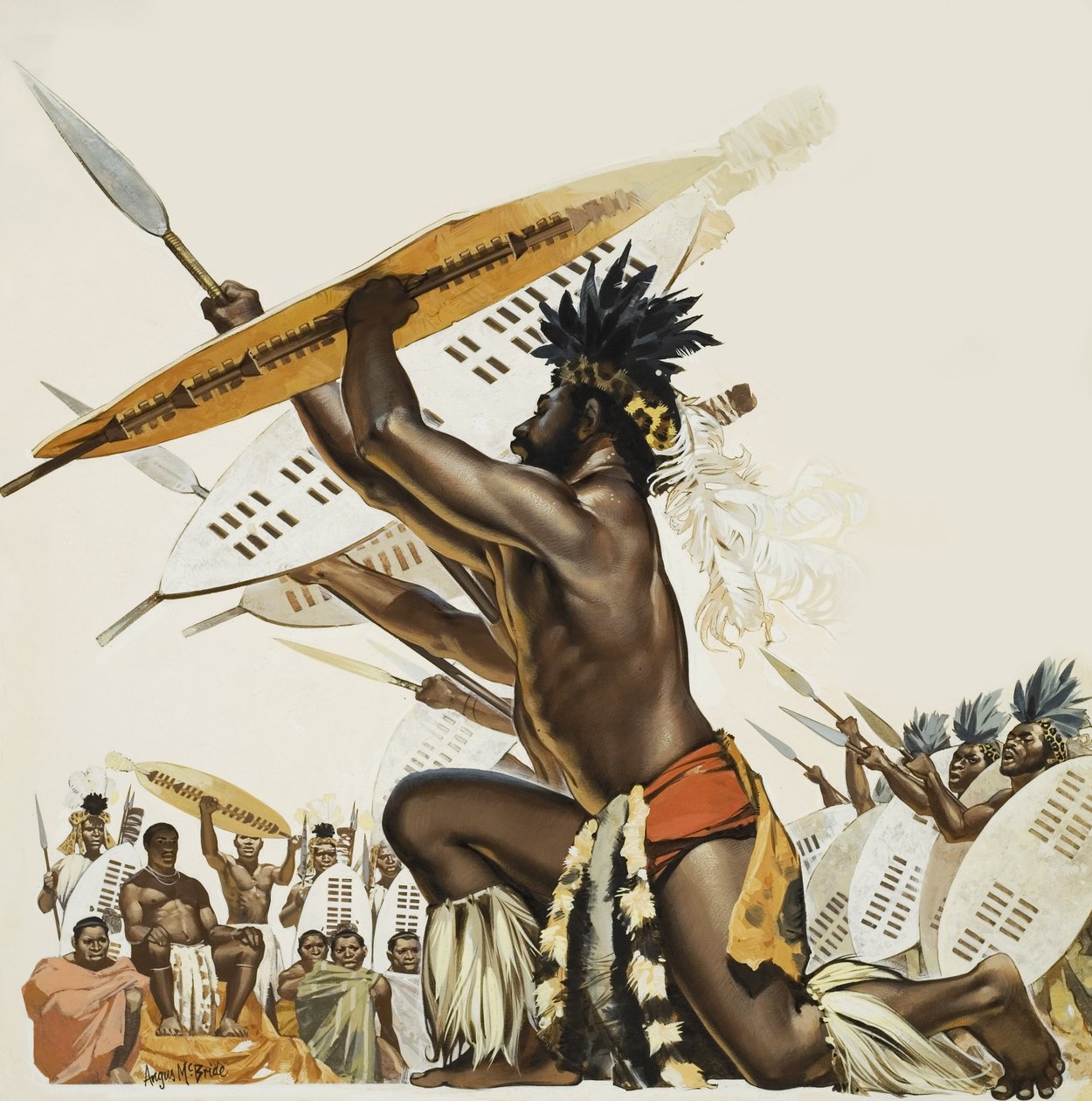 Guerreiros africanos (guache sobre papel) de Angus McBride