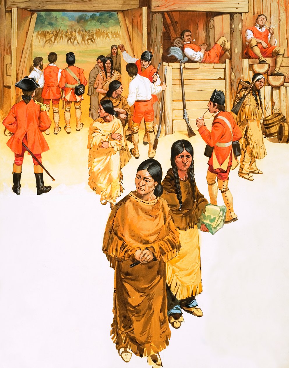Índios que escondem armas entram no Forte Micilmackinac de Angus McBride