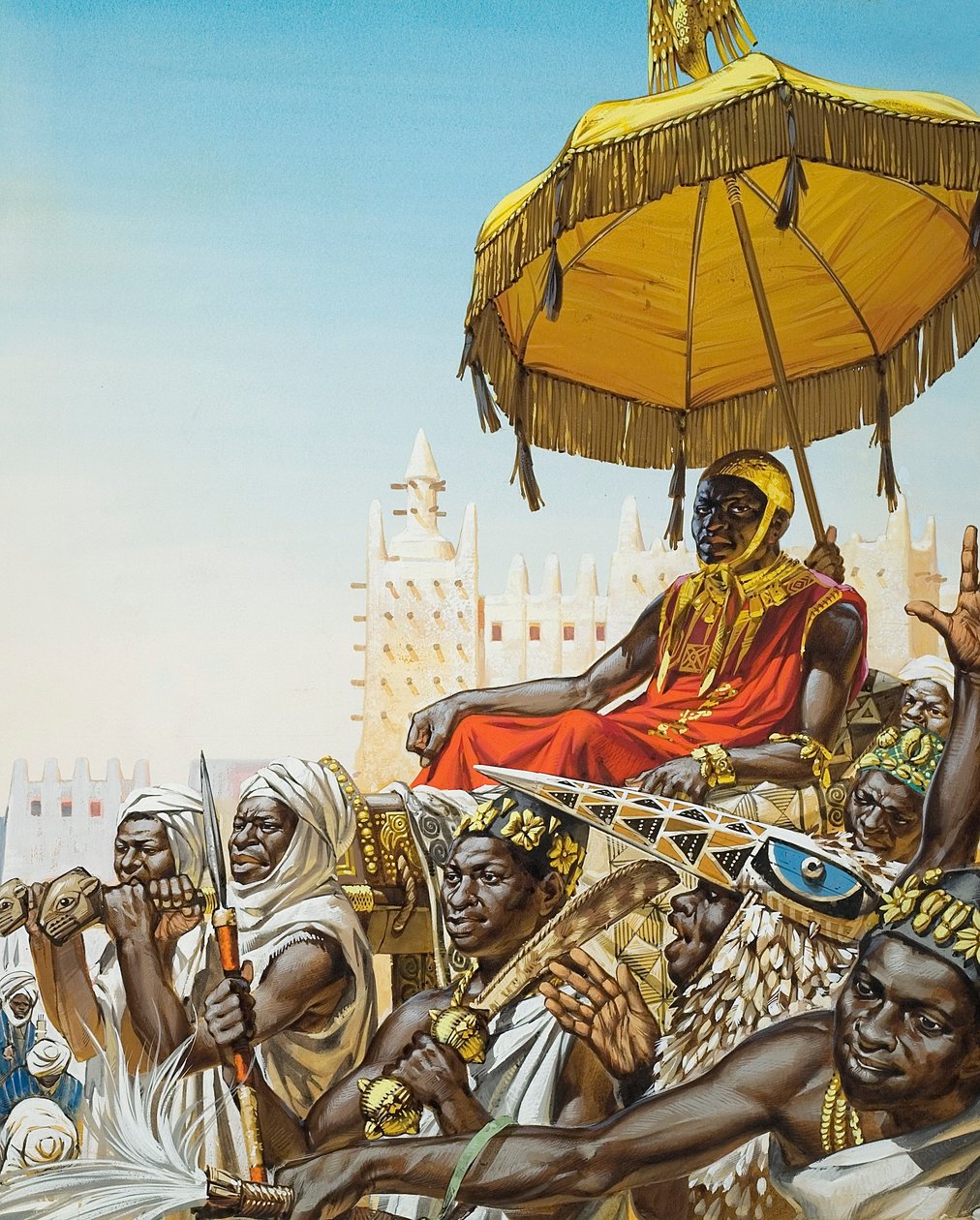 Mansa Kankan Musa I, rei do império maliano do século XIV (guache sobre papel) de Angus McBride