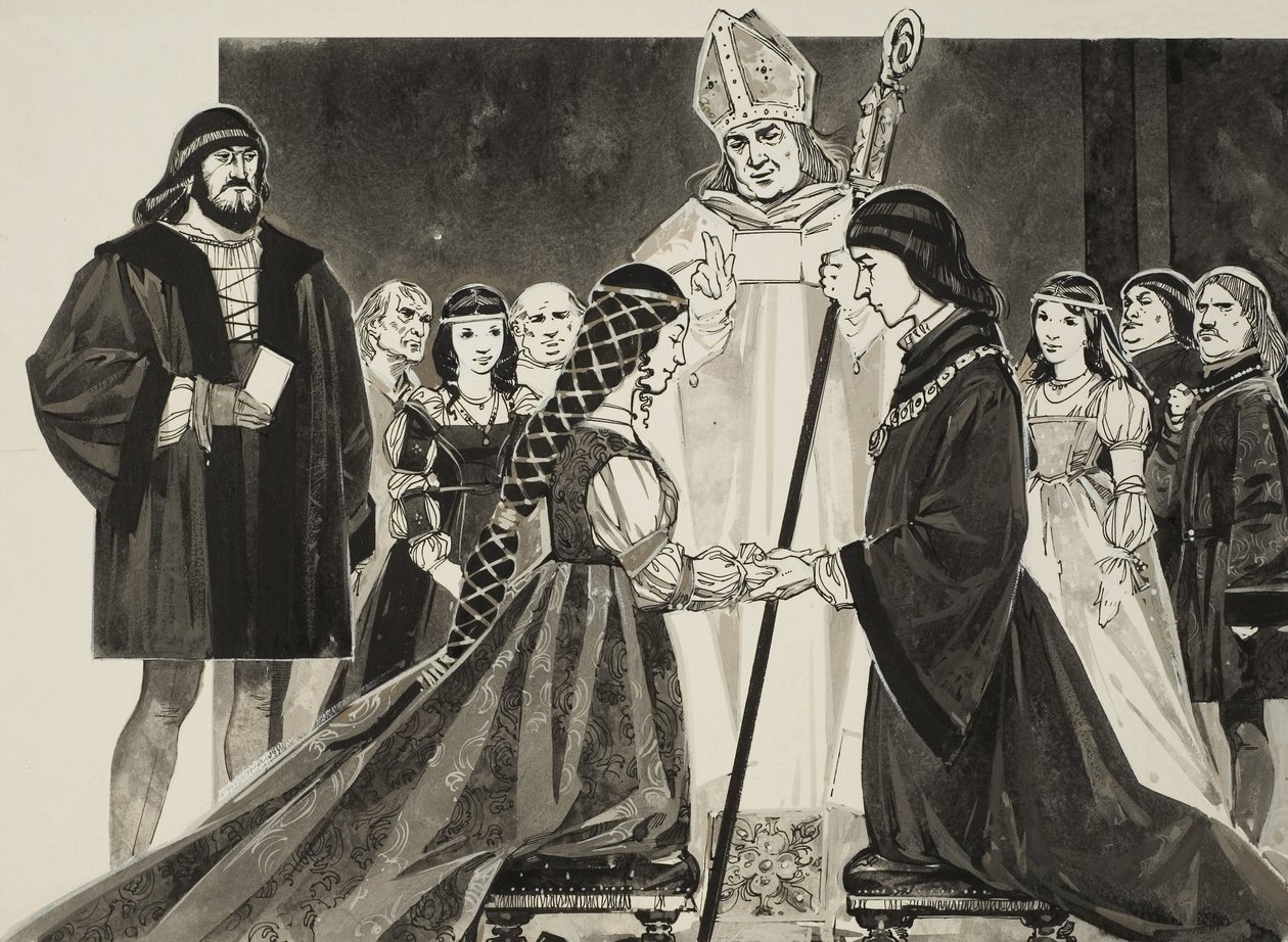 Casamento de Lucrécia Bórgia (1480-1519) com o duque Afonso (guache sobre papel) de Angus McBride