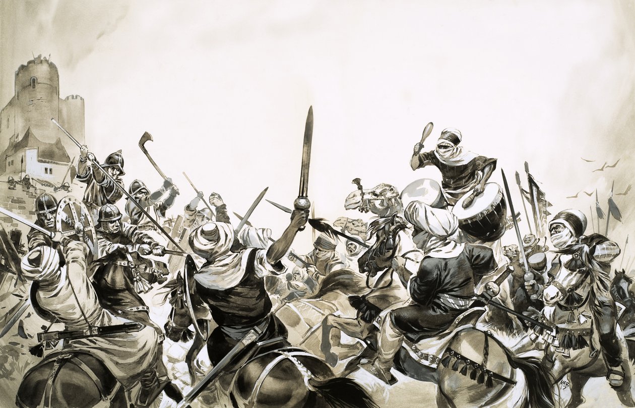 Guerreiros mouros que atacaram as forças espanholas em 711 de Angus McBride