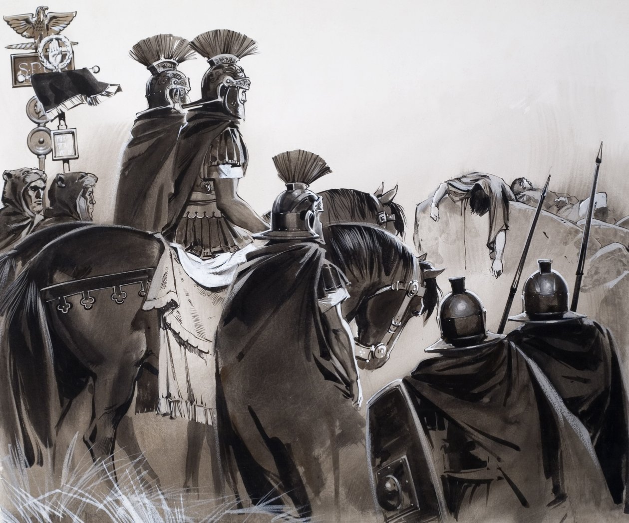 Soldados romanos depois de uma batalha (guache sobre papel) de Angus McBride