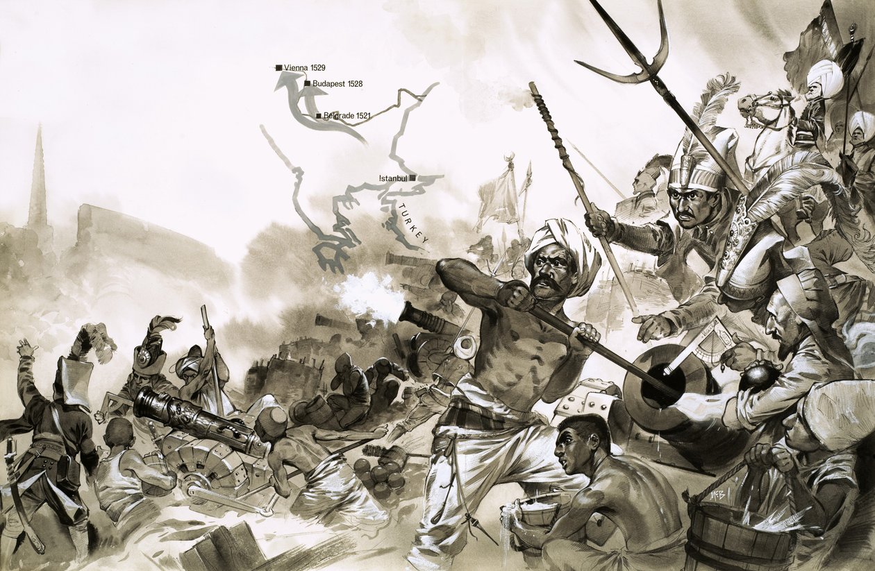 Os exércitos turcos de Suleiman cercam Viena em 1529 de Angus McBride