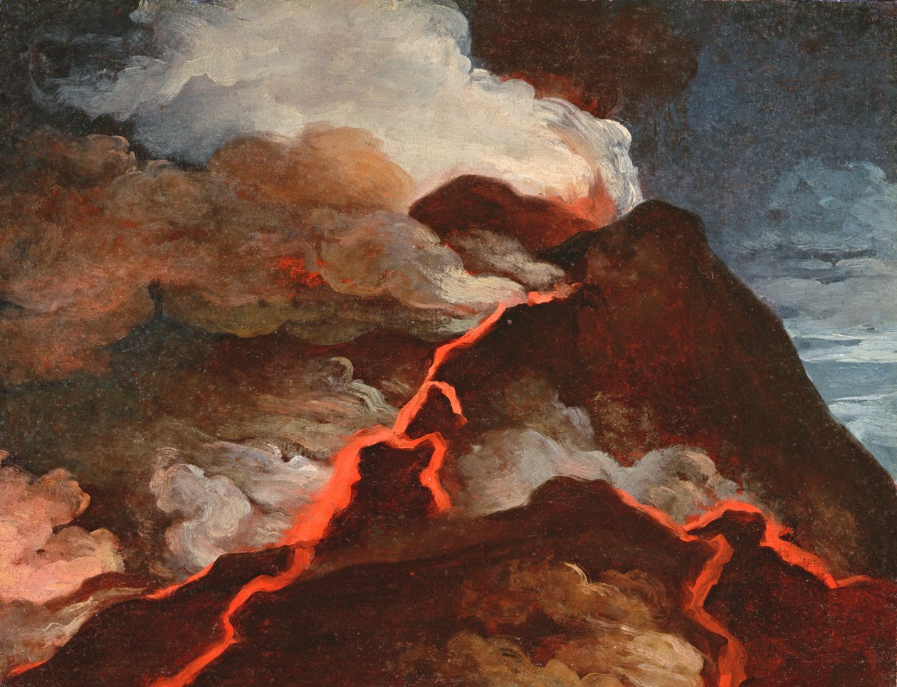 Vesúvio em erupção, 1772 (óleo sobre papel) de Anicet Charles Lemonnier