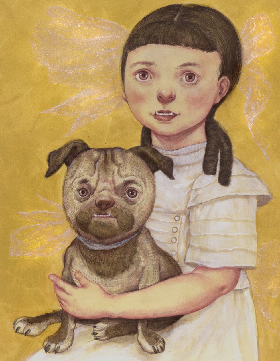 Rapariga com o Stray, 2019 (tinta acrílica sobre placa de ilustração) de Anita Kunz