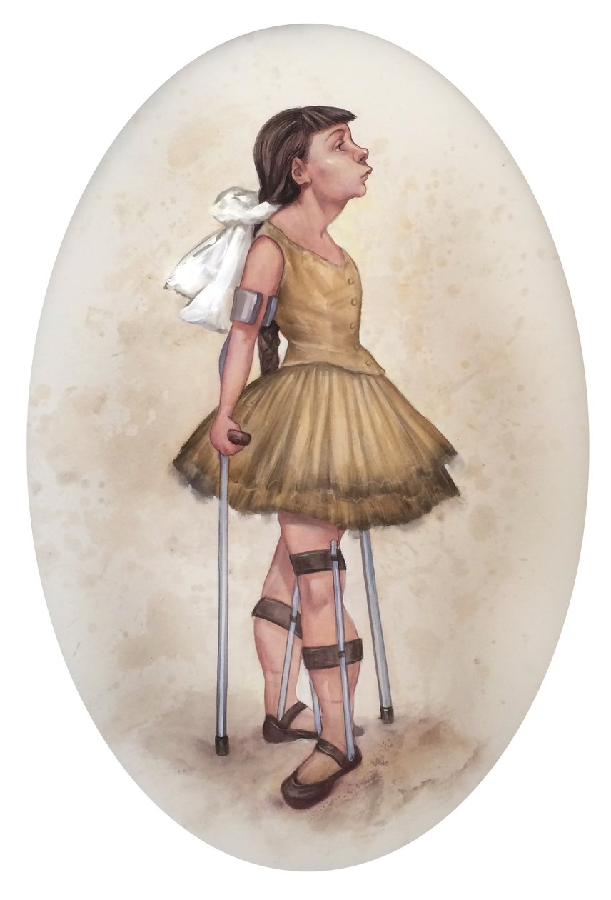 Pequena bailarina de catorze lágrimas, 2019 (tinta acrílica sobre placa de ilustração) de Anita Kunz