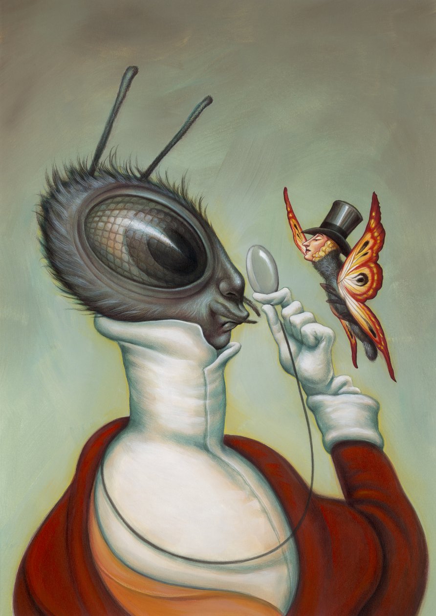 New Yorker bug, 2003 acrílico sobre placa de ilustração de Anita Kunz