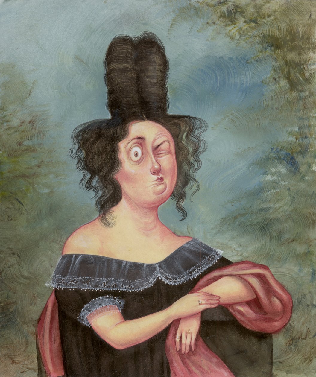 Retrato de uma mulher duvidosa, 2018 (tinta acrílica sobre placa de ilustração) de Anita Kunz