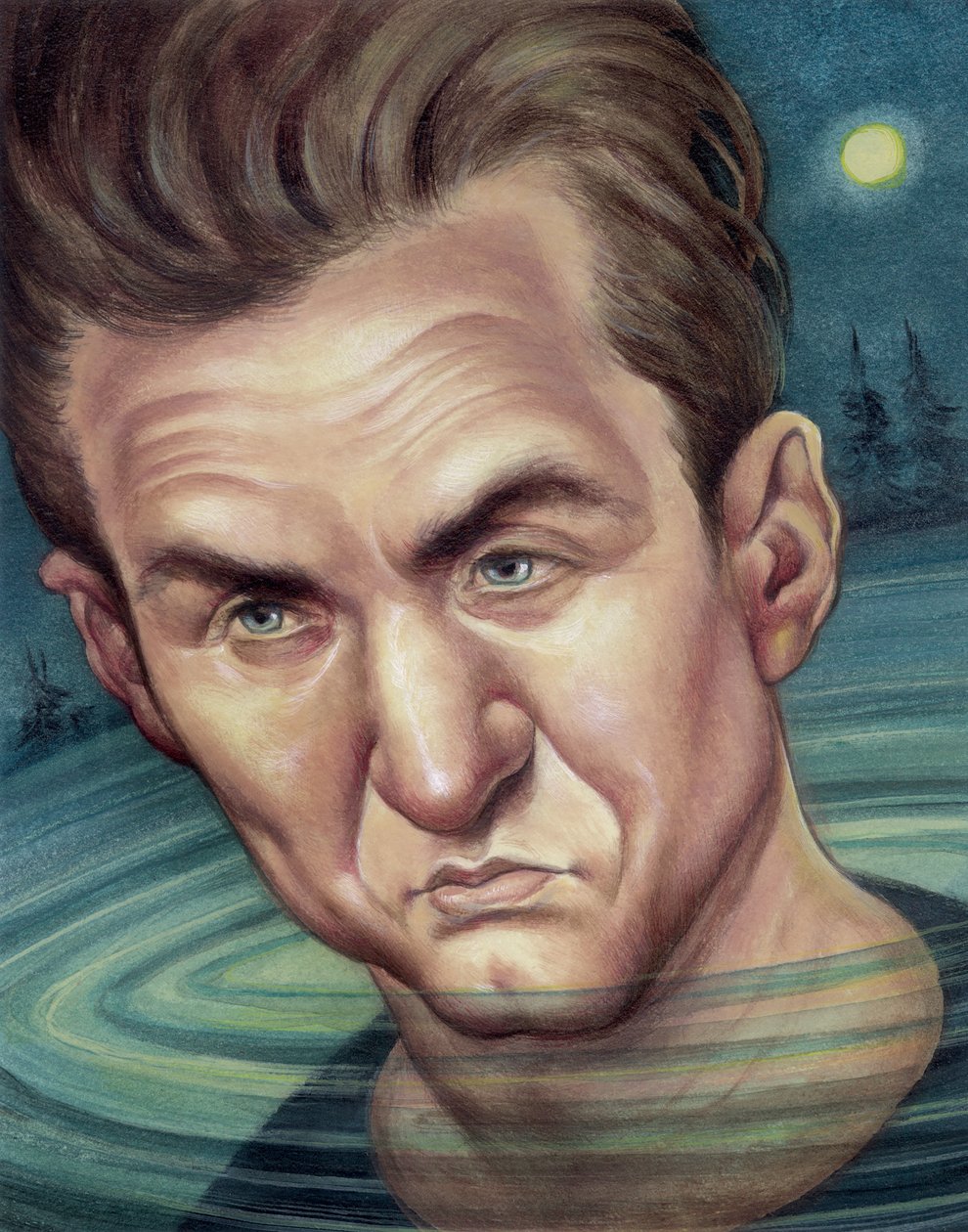 Sean Penn, 2003 (acrílico sobre placa de ilustração) de Anita Kunz